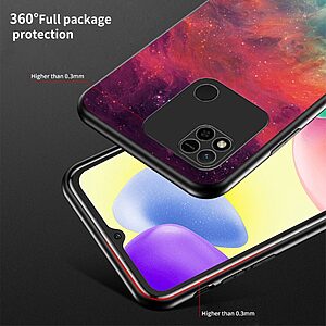 Θήκη Xiaomi Redmi 10A OEM σχέδιο Fantasy Sky με πλάτη από Tempered Glass και εσωτερικό TPU - Μωβ / ροζ - Image 3