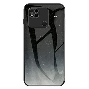 Θήκη Xiaomi Redmi 10A OEM σχέδιο Starry Moon με πλάτη από Tempered Glass και εσωτερικό TPU