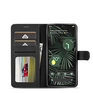 Θήκη Google Pixel 6 5G LC.IMEEKE PU Leather Series με βάση στήριξης, υποδοχές καρτών και μαγνητικό κούμπωμα μαύρο - Image 4
