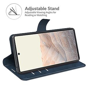 Θήκη Google Pixel 6 Pro 5G Mad Mask Leather Wallet Case V2 με βάση στήριξης, υποδοχές καρτών και μαγνητικό κούμπωμα Flip Wallet από συνθετικό δέρμα μπλε - Image 4