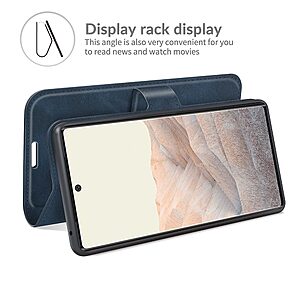 Θήκη Google Pixel 6 Pro 5G Mad Mask Leather Wallet Case V2 με βάση στήριξης, υποδοχές καρτών και μαγνητικό κούμπωμα Flip Wallet από συνθετικό δέρμα μπλε - Image 5