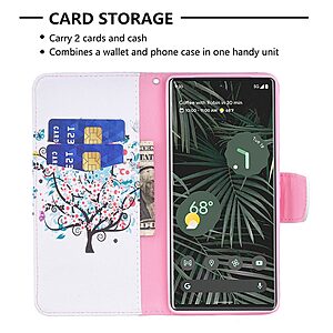 Θήκη Google Pixel 6 Pro 5G OEM Flowered Tree με βάση στήριξης, υποδοχές καρτών και μαγνητικό κούμπωμα Flip Wallet από συνθετικό δέρμα και TPU - Image 3