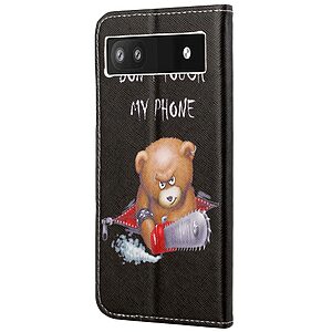 Θήκη Google Pixel 6A 5G OEM Angry bear with chainsaw με βάση στήριξης, υποδοχές καρτών και μαγνητικό κούμπωμα Flip Wallet από συνθετικό δέρμα και TPU - Image 3