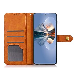 Θήκη Google Pixel 6A 5G KHAZNEH Leather Wallet Golden Clasp με βάση στήριξης, υποδοχές καρτών και μαγνητικό κούμπωμα ροζ χρυσό - Image 4