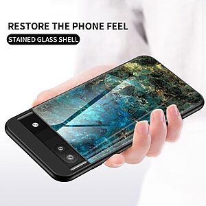 Θήκη Google Pixel 6A 5G OEM σχέδιο Marble με Πλάτη Tempered Glass TPU κόκκινο - Image 4