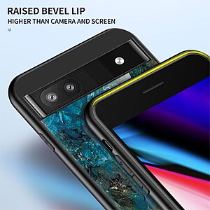Θήκη Google Pixel 6A 5G OEM σχέδιο Marble με Πλάτη Tempered Glass TPU κόκκινο - Image 5