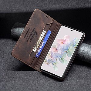 Θήκη Google Pixel 7 5G BINFEN COLOR Leather Wallet series 9 με βάση στήριξης, υποδοχές καρτών και μαγνητικό κούμπωμα καφέ - Image 5