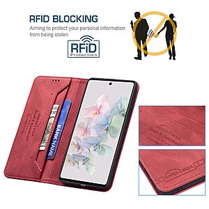 Θήκη Google Pixel 7 5G BINFEN COLOR Leather Wallet series 9 με βάση στήριξης, υποδοχές καρτών και μαγνητικό κούμπωμα κόκκινο - Image 3