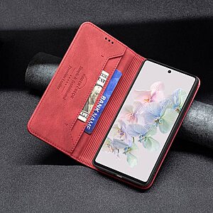 Θήκη Google Pixel 7 5G BINFEN COLOR Leather Wallet series 9 με βάση στήριξης, υποδοχές καρτών και μαγνητικό κούμπωμα κόκκινο - Image 5
