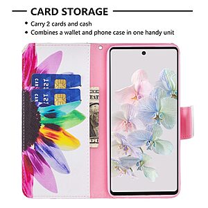 Θήκη Google Pixel 7 5G OEM Colorful Petals με βάση στήριξης, υποδοχές καρτών και μαγνητικό κούμπωμα Flip Wallet από συνθετικό δέρμα και TPU - Image 3
