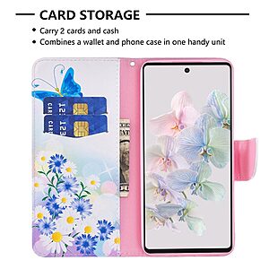 Θήκη Google Pixel 7 5G OEM Blue Butterfly & Flowers με βάση στήριξης, υποδοχές καρτών και μαγνητικό κούμπωμα Flip Wallet από συνθετικό δέρμα και TPU - Image 3