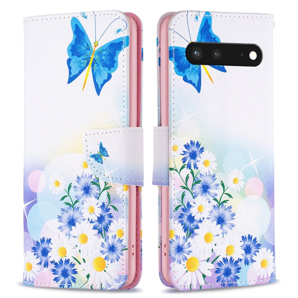 Θήκη Google Pixel 7 5G OEM Blue Butterfly & Flowers με βάση στήριξης