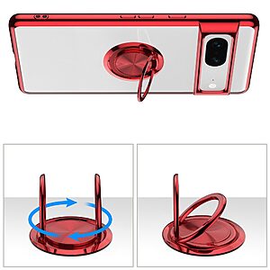 Θήκη Google Pixel 7 5G OEM Transparent Magnetic Ring Kickstand v5.1 / Μαγνητικό δαχτυλίδι / Βάση στήριξης TPU μαύρο - Image 3