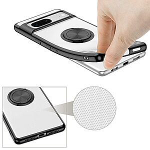 Θήκη Google Pixel 7 5G OEM Transparent Magnetic Ring Kickstand v5.1 / Μαγνητικό δαχτυλίδι / Βάση στήριξης TPU μαύρο - Image 5