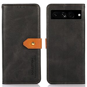 Θήκη Google Pixel 7 Pro 5G KHAZNEH Leather Wallet Golden Clasp με βάση στήριξης