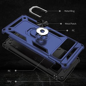 Θήκη Google Pixel 7 Pro 5G OEM Πλάτη Armor V12 με Μαγνητικό δαχτυλίδι και Βάση στήριξης TPU μπλε - Image 4