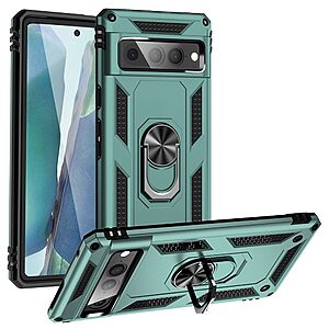 Θήκη Google Pixel 7 Pro 5G OEM Πλάτη Armor V12 με Μαγνητικό δαχτυλίδι και Βάση στήριξης TPU πράσινο