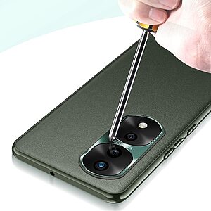 Θήκη Honor 70 5G FUKELAI Leather Coated Series Sockproof Transparent Πλάτη από σκληρό πλαστικό πορτοκαλί - Image 4