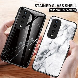 Θήκη Honor 70 5G OEM σχέδιο Marble με Πλάτη Tempered Glass TPU σμαραγδί - Image 4