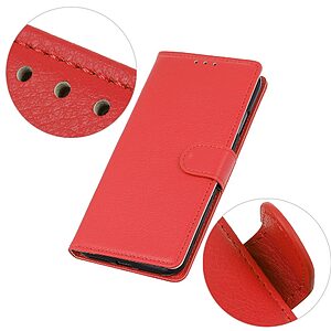 Θήκη Honor X8 5G OEM Litchi Skin  Leather με βάση στήριξης, υποδοχές καρτών και μαγνητικό κούμπωμα κόκκινο - Image 4