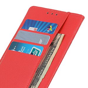 Θήκη Honor X8 5G OEM Litchi Skin  Leather με βάση στήριξης, υποδοχές καρτών και μαγνητικό κούμπωμα κόκκινο - Image 5