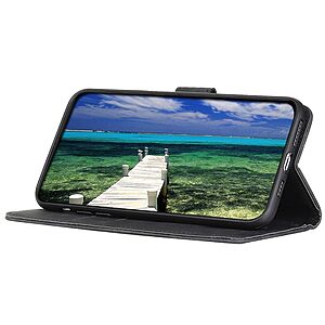 Θήκη Honor X8 5G KHAZNEH Litchi Skin Texture Leather με βάση στήριξης, υποδοχές καρτών και μαγνητικό κούμπωμα μαύρο - Image 3
