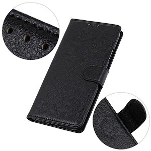 Θήκη Honor X8 5G OEM Litchi Skin  Leather με βάση στήριξης, υποδοχές καρτών και μαγνητικό κούμπωμα μαύρο - Image 4