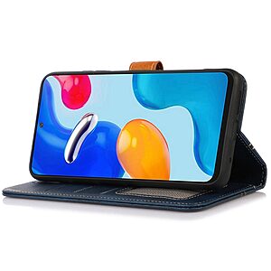 Θήκη Honor X8 5G Mad Mask Leather Wallet Strong Golden Clasp με βάση στήριξης, υποδοχές καρτών και μαγνητικό κούμπωμα μπλε - Image 3