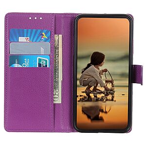 Θήκη Honor X8 5G OEM Litchi Skin  Leather με βάση στήριξης, υποδοχές καρτών και μαγνητικό κούμπωμα μωβ - Image 3