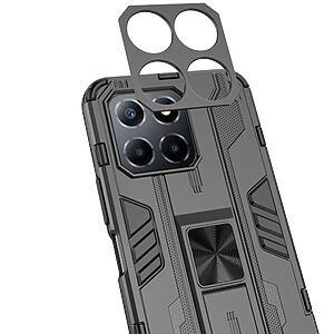 Θήκη Honor X8 5G Mad Mask Πλάτη Shockproof Armor με Μαγνητικό δαχτυλίδι και ποδαράκι Βάση στήριξης TPU γκρι - Image 4