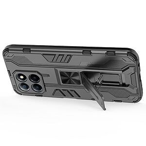 Θήκη Honor X8 5G Mad Mask Πλάτη Shockproof Armor με Μαγνητικό δαχτυλίδι και ποδαράκι Βάση στήριξης TPU μαύρο - Image 3