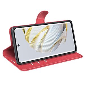 Θήκη Huawei Nova 10 OEM Litchi Skin  Leather με βάση στήριξης, υποδοχές καρτών και μαγνητικό κούμπωμα κόκκινο - Image 3