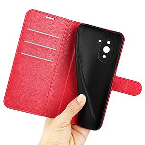 Θήκη Huawei Nova 10 OEM Litchi Skin  Leather με βάση στήριξης, υποδοχές καρτών και μαγνητικό κούμπωμα κόκκινο - Image 4