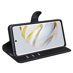 Θήκη Huawei Nova 10 Pro OEM Litchi Skin  Leather με βάση στήριξης, υποδοχές καρτών και μαγνητικό κούμπωμα μαύρο - Image 3