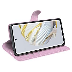 Θήκη Huawei Nova 10 Pro OEM Litchi Skin  Leather με βάση στήριξης, υποδοχές καρτών και μαγνητικό κούμπωμα ροζ - Image 3