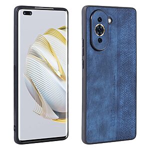 Θήκη Huawei Nova 10 Pro AZNS Imprinted Series Πλάτη με ανάγλυφη επιφάνεια από συνθετικό δέρμα και TPU μπλε