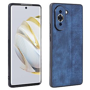 Θήκη Huawei Nova 10 AZNS Imprinted Series Πλάτη με ανάγλυφη επιφάνεια από συνθετικό δέρμα και TPU μπλε