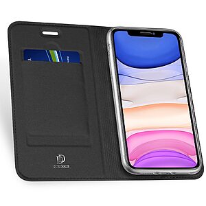 Θήκη iPhone 11 DUX DUCIS Skin Pro Series με βάση στήριξης, υποδοχή καρτών και μαγνητικό κούμπωμα Flip Wallet από συνθετικό δέρμα και TPU μαύρο - Image 3