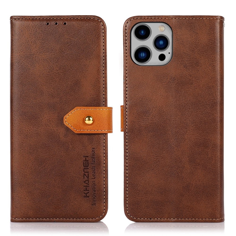 Θήκη iPhone 14 Plus KHAZNEH Leather Wallet Golden Clasp με βάση στήριξης