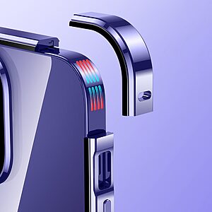 Θήκη iPhone 14 Plus Mad Mask μεταλλική με εσωτερικό μαγνήτη V2 και ανθεκτικό Tempered Glass 360° διπλής όψης με Camera Protection Lips ασημί - Image 3