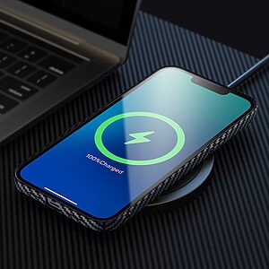 Θήκη iPhone 14 Plus Mad Mask υφή Carbon Fiber Ultra Slim με πλάτη αντικραδασμική από σκληρό πλαστικό γαλάζιο - Image 2