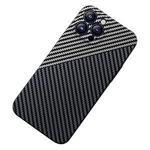 Θήκη iPhone 14 Plus Mad Mask υφή Carbon Fiber Ultra Slim με πλάτη αντικραδασμική από σκληρό πλαστικό μαύρο / ασημί