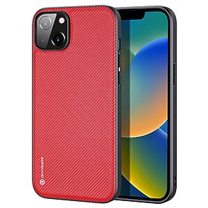 Θήκη iPhone 14 Plus DUX DUCIS Fino Series 2 πλάτη από ύφασμα με εσωτερικό Premium TPU κόκκινο