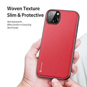 Θήκη iPhone 14 Plus DUX DUCIS Fino Series 2 πλάτη από ύφασμα με εσωτερικό Premium TPU κόκκινο - Image 4