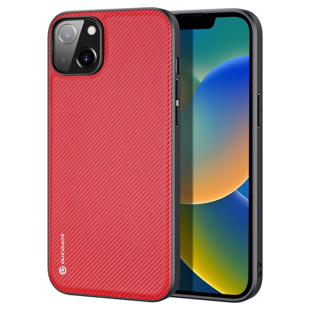 Θήκη iPhone 14 Plus DUX DUCIS Fino Series 2 πλάτη από ύφασμα με εσωτερικό Premium TPU κόκκινο
