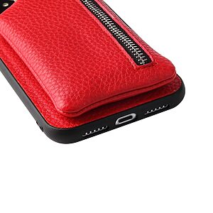 Θήκη iPhone 14 Plus Mad Mask πλάτη δερματίνης με κορδόνι και πορτοφόλι με φερμουαρ από αντικραδασμικό TPU κόκκινο - Image 5