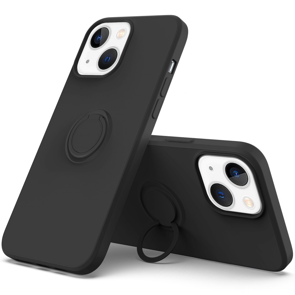 Θήκη iPhone 14 Plus OEM Ultra Thin Matte Premium Πλάτη με ημίσκληρο TPU και δαχτυλίδι στήριξης μαύρο