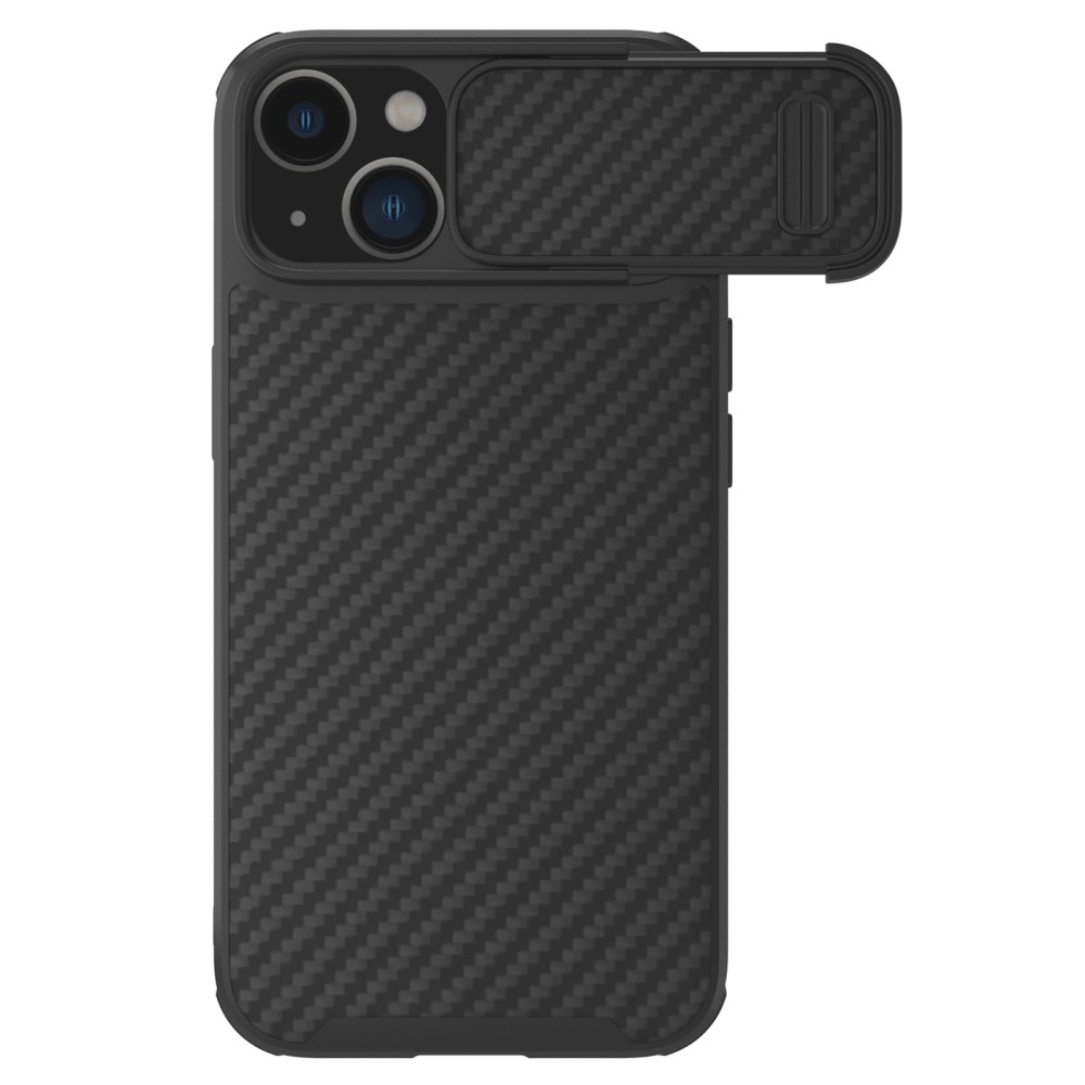 Θήκη iPhone 14 Plus NiLLkin Camshield Carbon Fiber Series Πλάτη με προστασία για την κάμερα από σκλήρό Premium TPU μαύρο