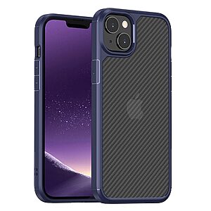 Θήκη iPhone 14 Plus MOCOLO K14 Series Matte Hybrid αντικραδασμική από υφή Carbon Fiber Πλάτη TPU μπλε