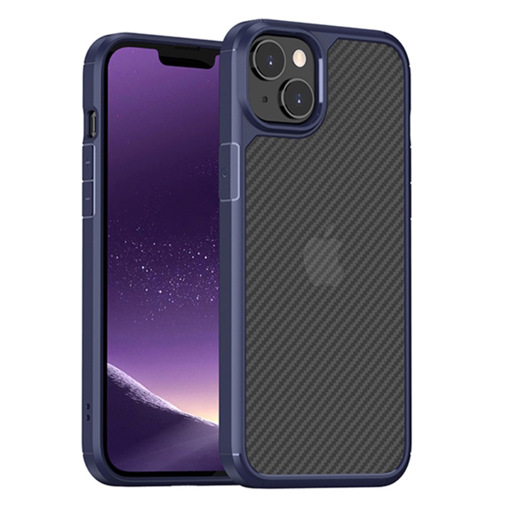 Θήκη iPhone 14 Plus MOCOLO K14 Series Matte Hybrid αντικραδασμική από υφή Carbon Fiber Πλάτη TPU μπλε